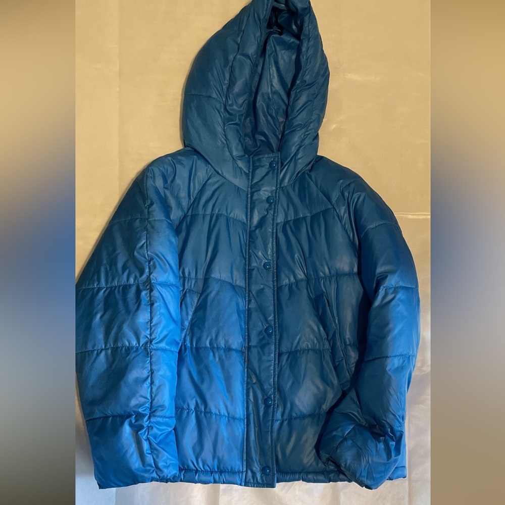 Zara Vibrant Blue Hooded Puffer Jacket XS